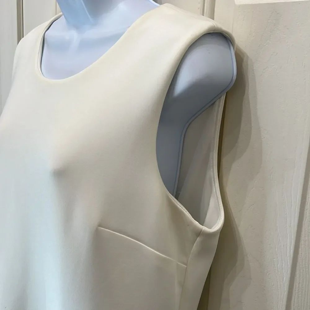 Calvin Klein White & Black Sleeveless Dress Scoop Neck Lace Accent Sz 12 Stretch - Picture 3 of 11